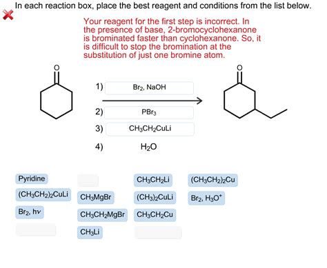 In Each Reaction Box Place The Best Reagent And Conditions From The