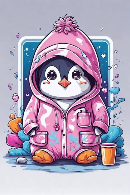 Um Pinguim Beb Fofo De Desenho Animado Imagem Premium Gerada Ia