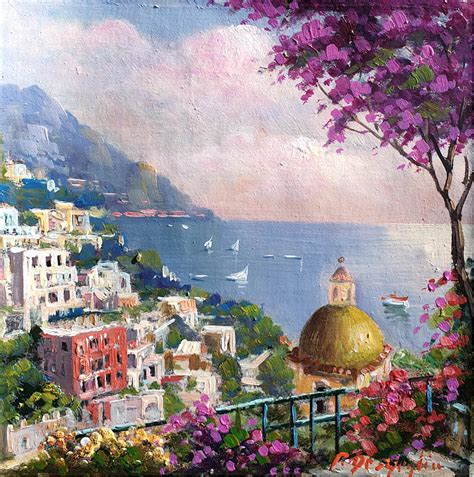 Positano Painting Amalfitan Coast Painting By Paolo De Meglio Pixels