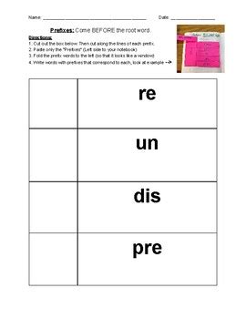 Prefexes Graphic Organizer By The Wheel Re Invented TPT