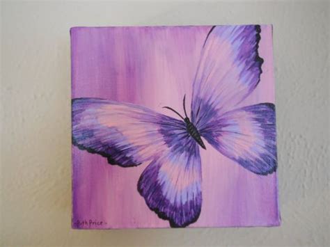 Purple Butterfly Painting on Canvas