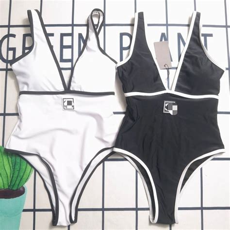 Chanel1254 One Piece Conservative Swimsuit Printed Triangle Halter Sexy Swimsuit Hot Spring