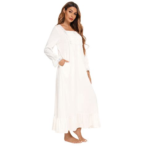 Baywell Womens Victorian Style Nightgowns Long Sleeve Nightdress