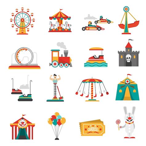 Premium Vector Amusement Park Icons