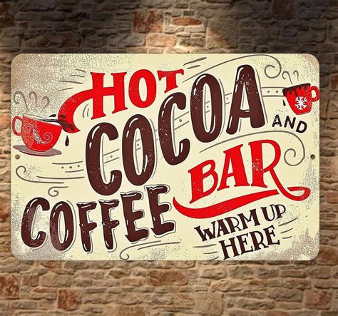Hot Cocoa Coffee Bar Warm Up Here Sign Metal Aluminum X Etsy