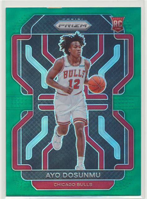 AYO DOSUNMU 2021 22 PANINI PRIZM GREEN PRIZM ROOKIE CARD 271 CHICAGO