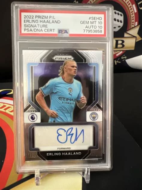 2022 23 Panini Prizm Epl Signatures Auto Erling Haaland Man City Psa