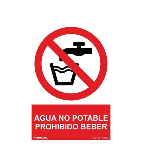 Señal de Agua no potable prohibido beber texto y pictograma SEKURECO