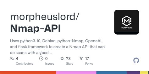 Github Morpheuslordnmap Api Uses Python310 Debian Python Nmap