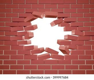 Break Hole Brick Wall Destruction Template Stock Vector Royalty Free