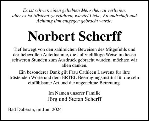 Traueranzeigen Von Norbert Scherff Trauer Anzeigende