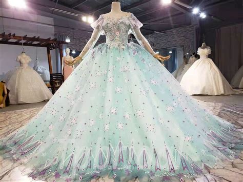 Light Green Wedding Dress Long Sleeve Ball Gown Quinceanera Dress