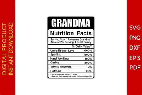 Grandma Nutrition Facts Svg Cut File Graphic By Creative Design