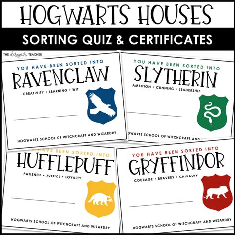 Harry Potter House Quiz Free Printable