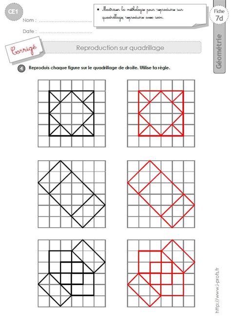 Ce Exercices Reproduction Sur Quadrillage En Ce Cycle