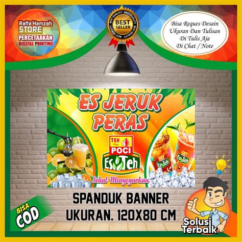 Cetak Spanduk Banner Backdrop Minuman Es Jeruk Peras Ukuran X