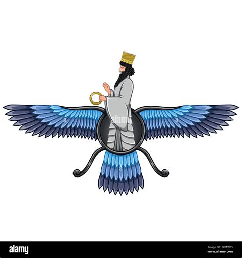 Vector Design Of Faravahar Symbol Zoroastrian Religion Symbol