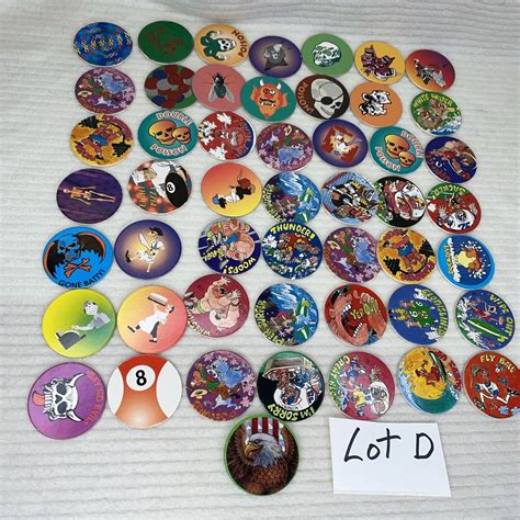 Lot Of 50 Pogs Milk Caps Includes 1 Plastic Slammer Retro Game Vtg