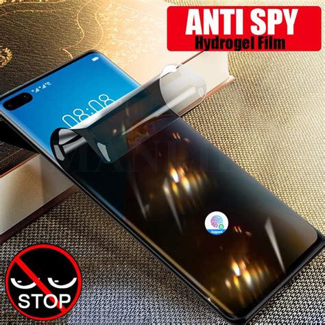 Kaufe 3d Gebogene Anti Spy Hydrogel Folie Für Huawei P50 P40 P30 Pro Lite Privatsphäre Anti Peep