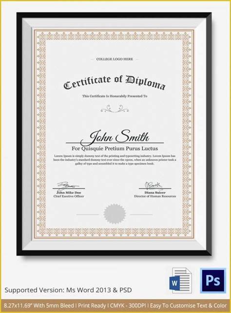 Diploma Certificate Template Free Download Of Diploma Certificate ...