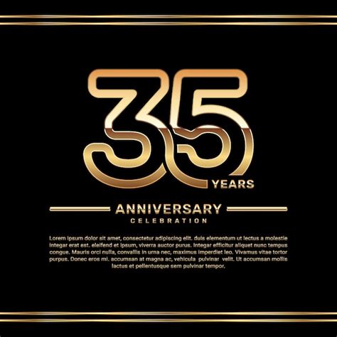 Premium Vector 35th Anniversary Celebration Logo Design With Double Line Numbers In Gold Color