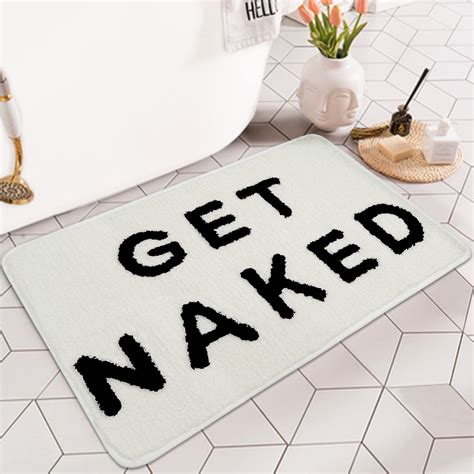 EWU Get Naked Bath Mat Cute Bathroom Rug Mat Non Slip Bathroom Rugs For Bathroom Decor