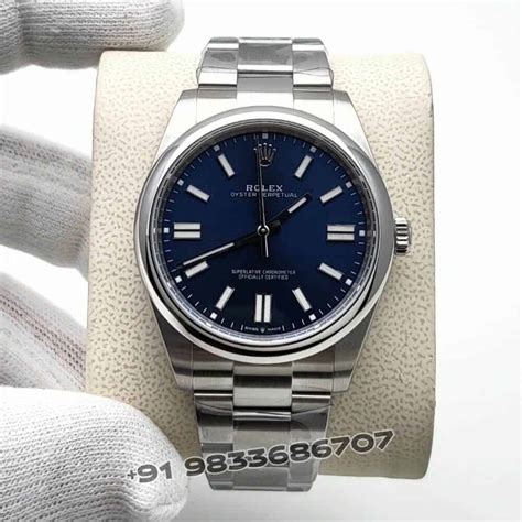 Rolex Oyster Perpetual Bright Blue Dial Mm Exact Top Quality