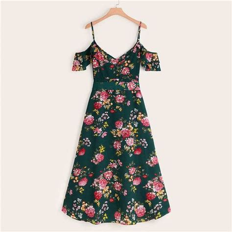 Plus Tulip Hem Ruffle Trim Floral Print Dress Floral Print Dress