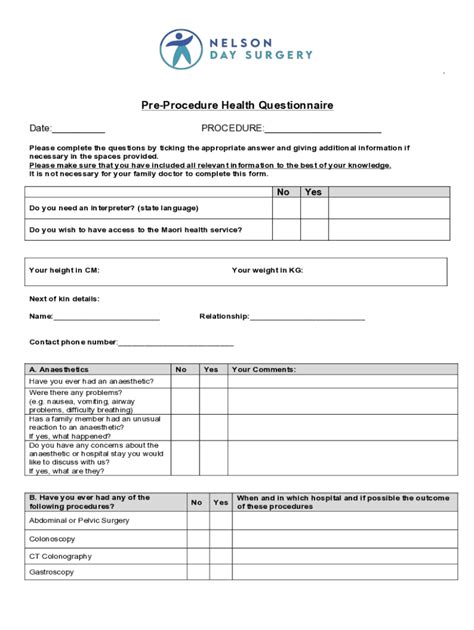 Fillable Online NDS Pre Procedure Form Docx Fax Email Print PdfFiller