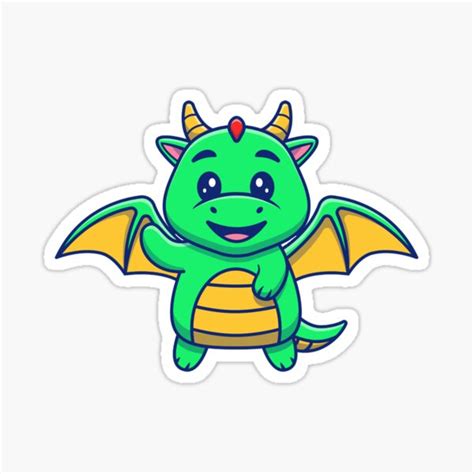 Cute Green Dragon Sticker For Sale By Cutieworld Redbubble