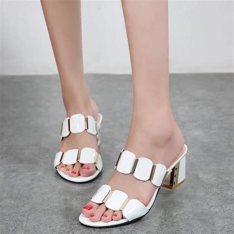 Gesp Vrouwen Slippers Blok Hoge Hak Slippers Zomer Slides Platform