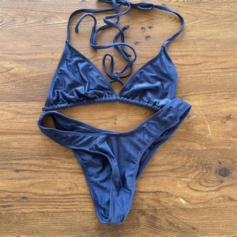 Lovewave Navy Blue String Bikini Matching Depop
