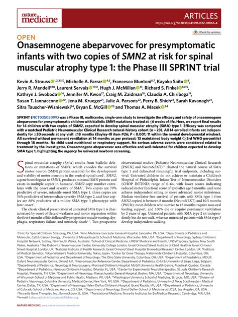 Pdf Onasemnogene Abeparvovec For Presymptomatic Infants With Two