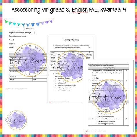 Assesserings Vir English Fal Graad 3 Kwartaal 4 2024 • Teacha