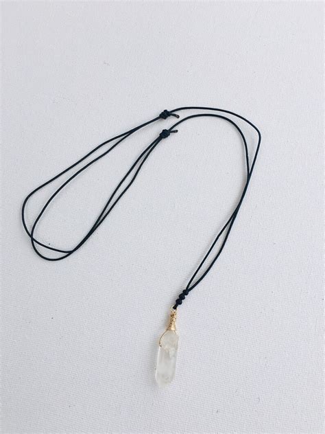 Quartz Crystal Pendant Necklace Minimalist Necklace Mens Etsy