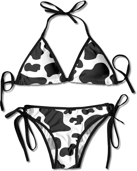 Kamize Cow Print Bikini Black Sexy Comfortable Two Piece Bikini Sets For Women