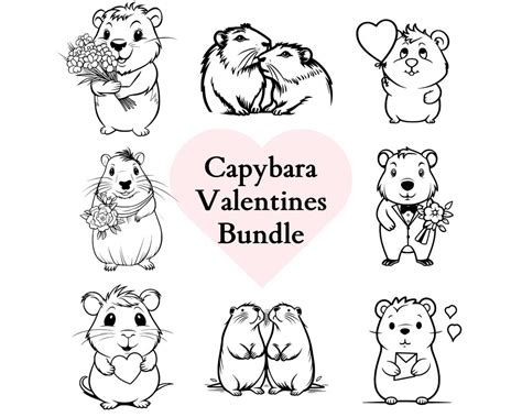 Capybara Valentines Bundle Capybara Svg Wedding Designs Etsy