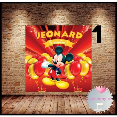 Jual Termurah Custom Backdrop Banner Spanduk Happy Birthday Mickey