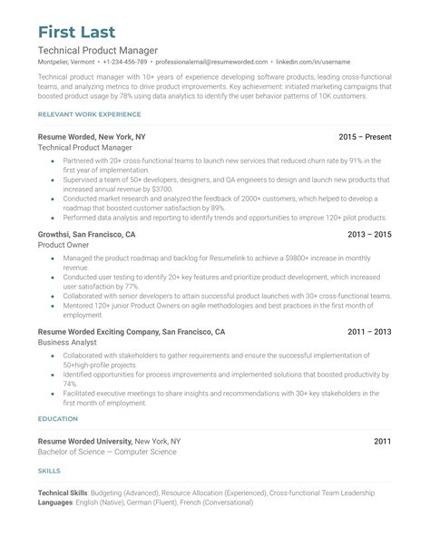 Technical Product Manager Resume Examples For 2025 Resume Worded