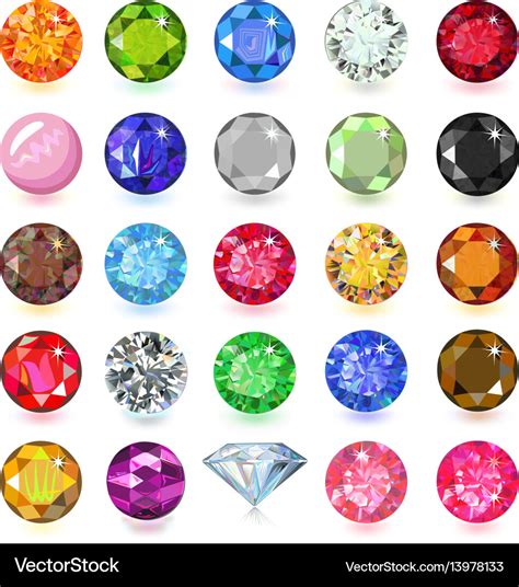 Colored Gems Set Royalty Free Vector Image VectorStock