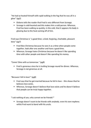 Scrooge And Fred Difference Quote Analysis Sheet A Christmas Carol By Charles Dickens