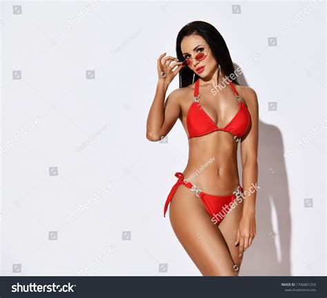 Slim Sexy Tanned Brunette Woman Posing Stock Photo Shutterstock