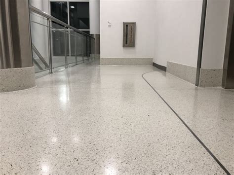 White Terrazzo Floor Installed At Cdia Airport Using 100 Recycled Glass From Terrazzco Brand