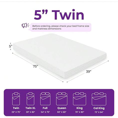 5 Inch Twin Cooling Gel Memory Foam Mattress Medium Firm Pressure