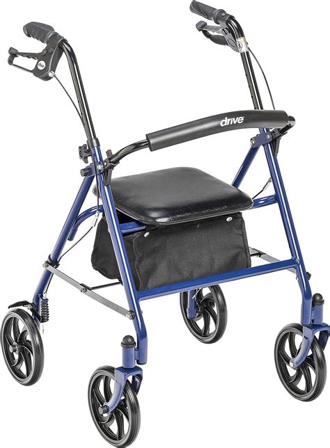 Amazon.com: Drive Medical 10257BL-1 4 Wheel Rollator Walker With Seat, Steel Rolling Walker ...