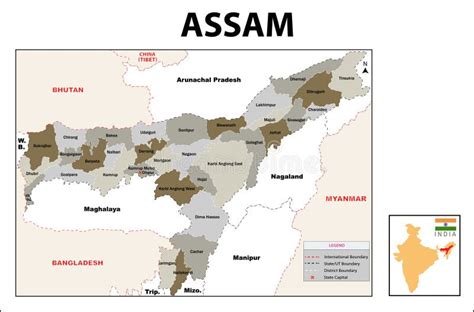 Assam Map Political And Administrative Map Of Assam With Districts