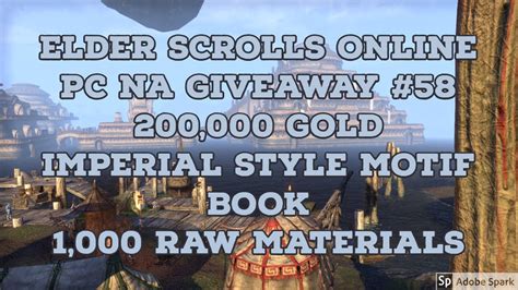 Eso Pc Na Giveaway Gold Imperial Style Motif Book