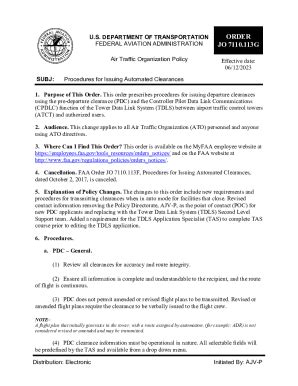 Fillable Online Faa Order Jo G Procedures For Issuing