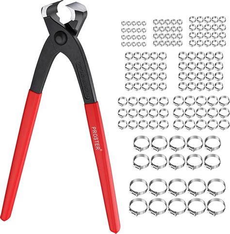 Proster Single Ear Stepless Hose Clamp Crimper With 200pcs 5 8 21mm 304