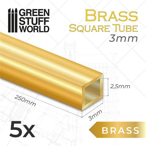 Brass Square Tube 3mm 5pcs HLJ